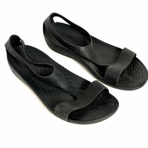Crocs Serena Sandals Shoes Black Womens Size 11